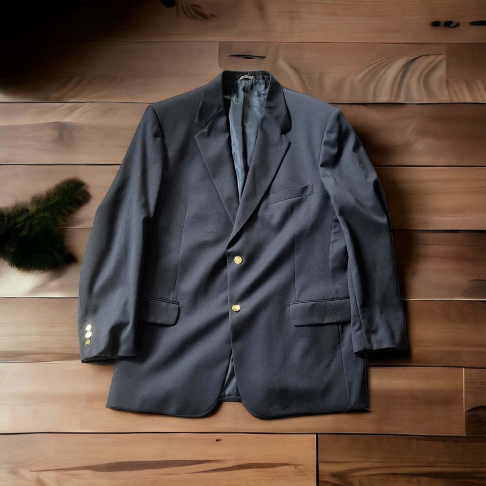 Stafford Executive 100% Wool Blazer Coat Jacket Navy Blue size 48L
